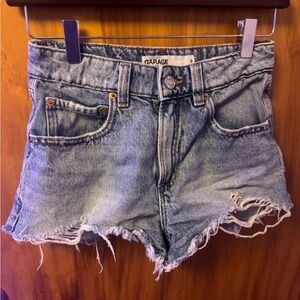 Garage Women's Frayed Hem Jean Shorts - Light Blue